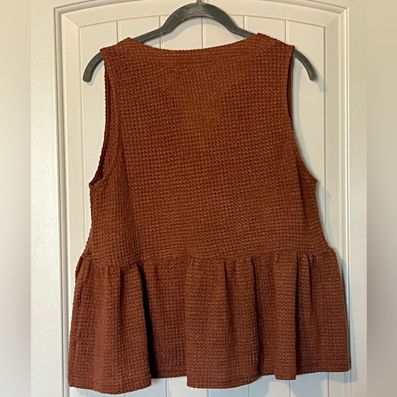 Burnt orange waffle knit top - Picture 3 of 3